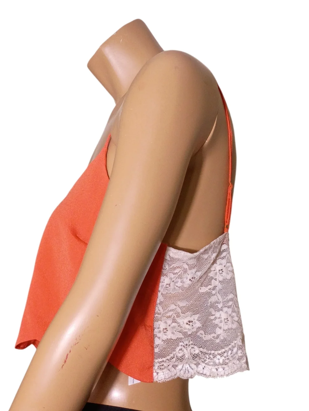 Free People Coral-Orange Scalloped Spaghetti Strap‎ Crop Top